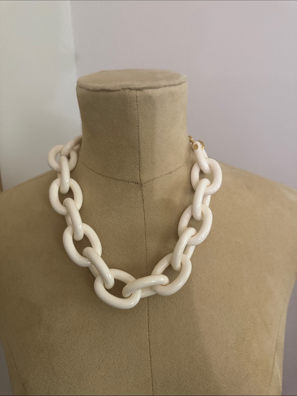 Coach Ivory Plastic Chain Link Statement Necklace